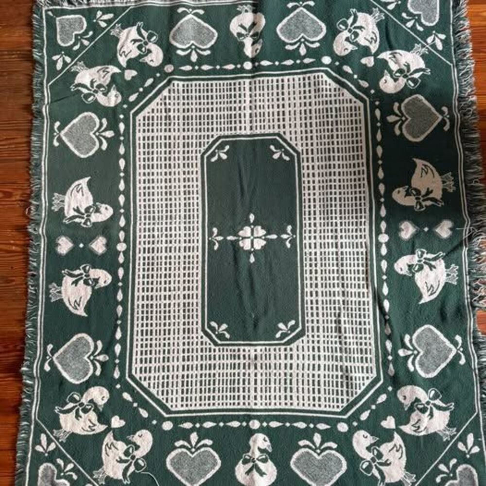 Vintage woven duck tapestry throw blanket